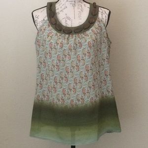 Piano Embellished Neck Tank Top Blouse